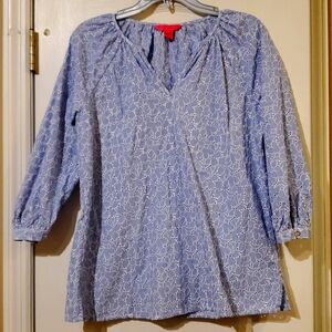 Lilly Pulitzer 3/4 sleeve blue lace top
